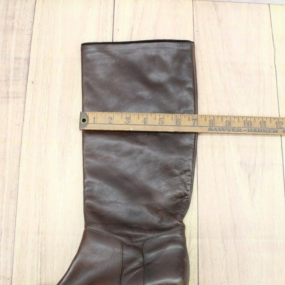 Roberto Del Carlo Brown Leather Pull On Knee High Heeled Boots Size 8.5 - Picture 7 of 10